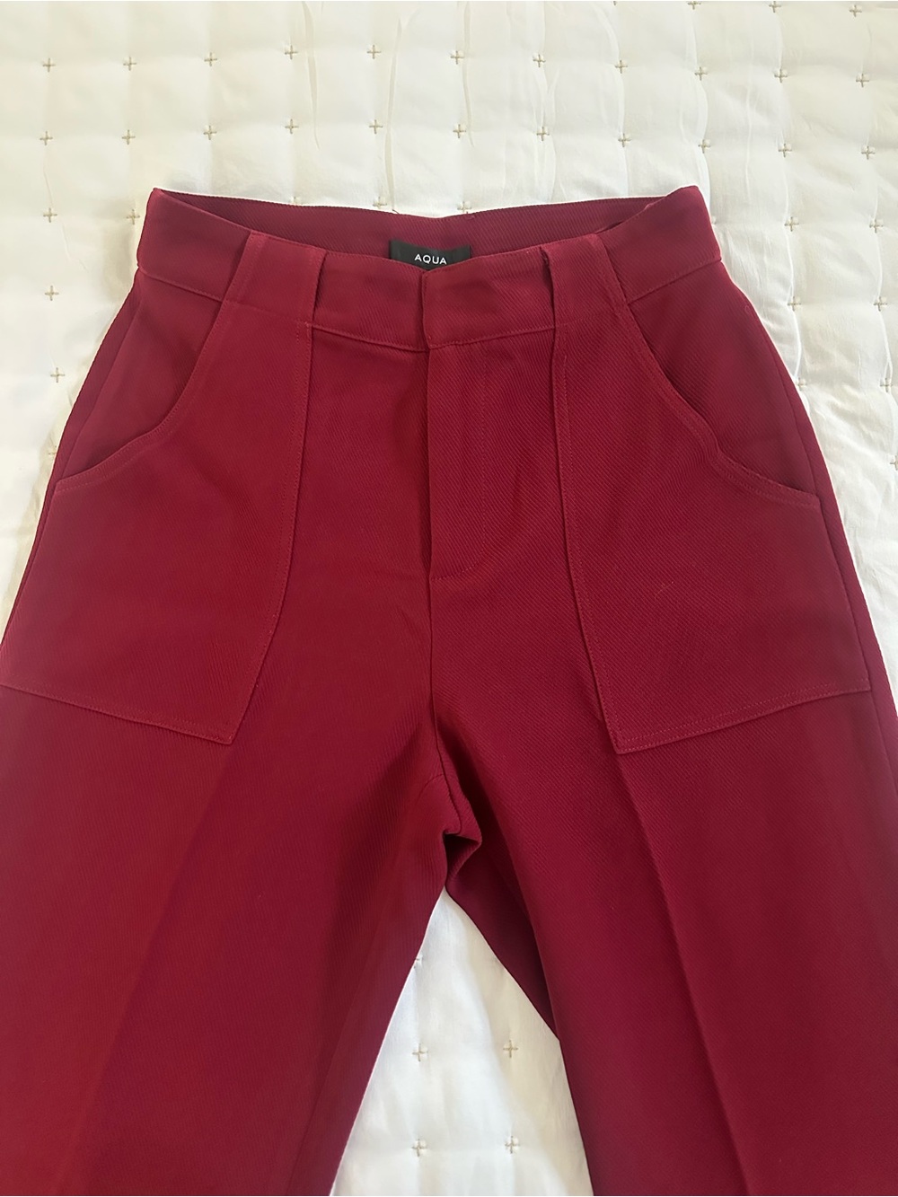 Aqua Women's Deep Burgundy Wide-Leg Trousers